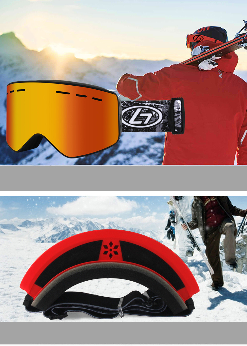 H057 Prescription Ski and Snowboard Goggles Red - Dual Layer Anti Fog Lenses