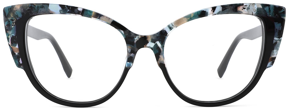 Cat Eye Prescription Glasses 21116 Floral Black
