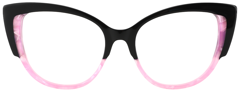 Try on Cat Eye Prescription Glasses 21116 Black Pink