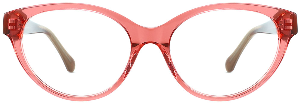 Cat Eye Prescription Glasses 21176 Red Brown