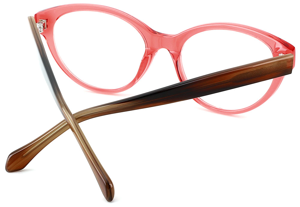 Cat Eye Prescription Glasses 21176 Red Brown