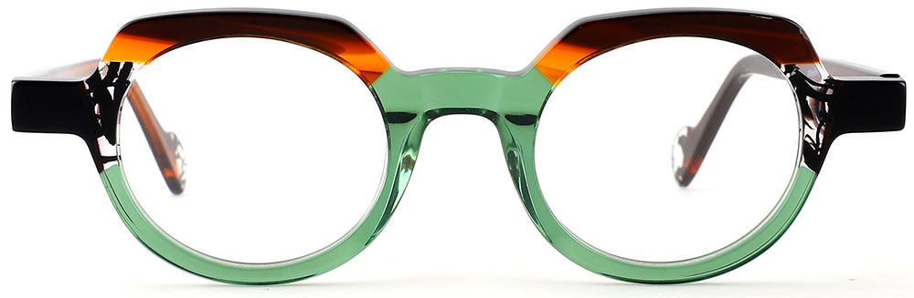 Round Prescription Glasses 21210 Green Brown from cheapglasses123.com