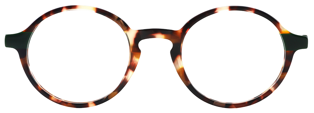 Try on glasses: Round Prescription Glasses 21222 Green Tortoise