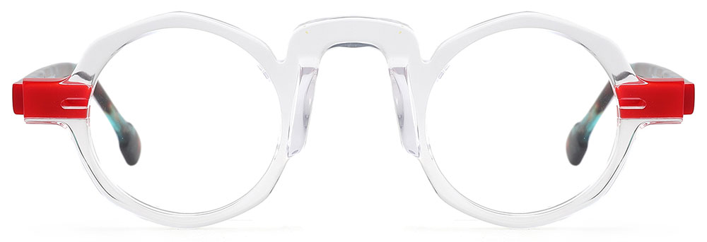 Round Prescription Glasses 21249 White Red from cheapglasses123.com