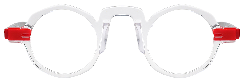 Try on glasses: Round Prescription Glasses 21249 White Red