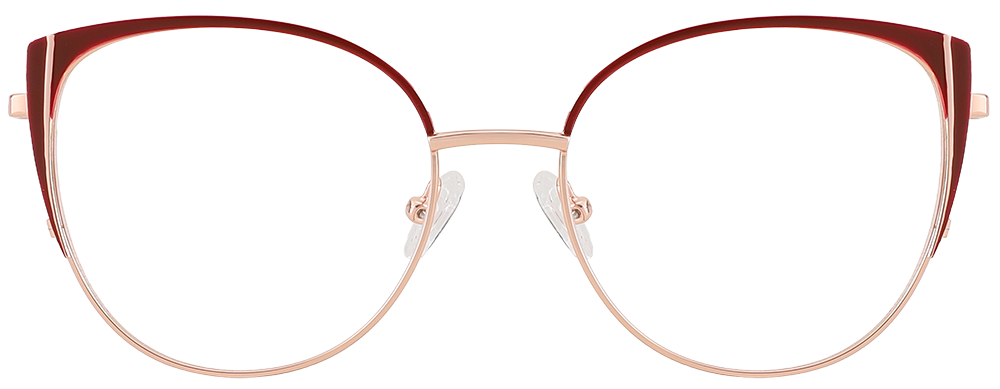 Try on Cat Eye Prescription Glasses 23154 Red Gold