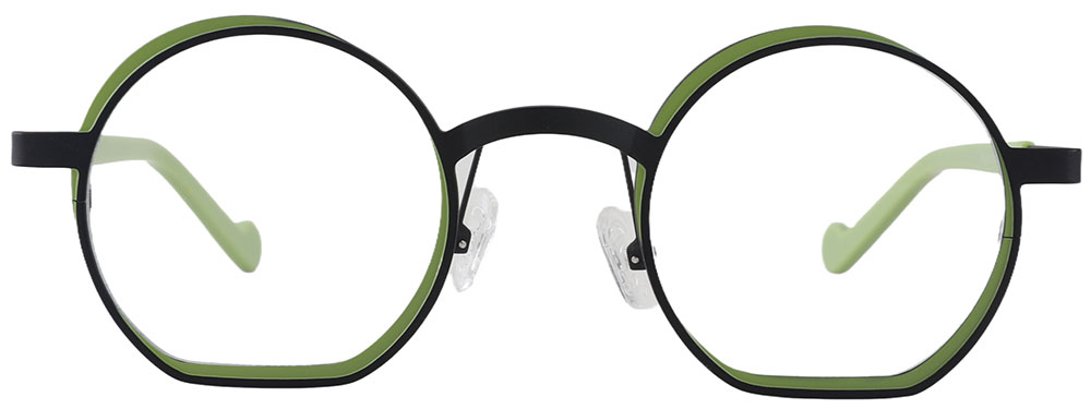 Round Prescription Glasses 23215 Green Black from cheapglasses123.com