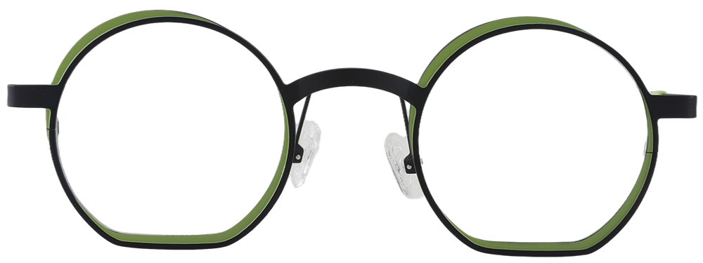 Try on glasses: Round Prescription Glasses 23215 Green Black