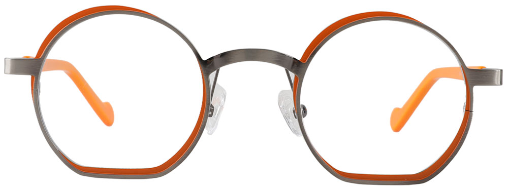 Round Prescription Glasses 23215 Gray Orange from Cheapglasses123.com