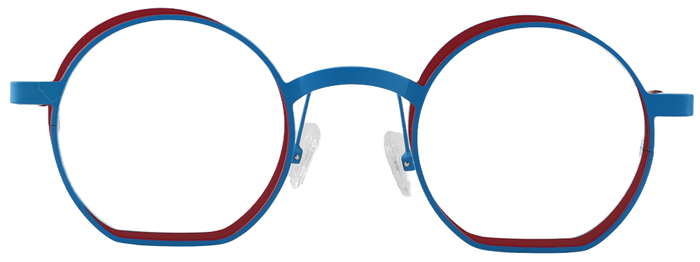 Try on glasses: Round Prescription Glasses 23215 Blue Red