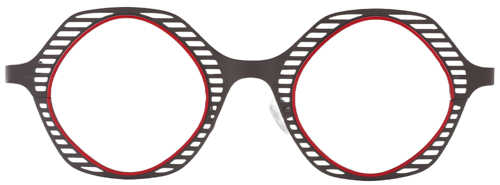 Try on glasses: Round Prescription Glasses 23221 Black Red