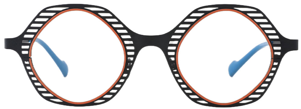 Round Prescription Glasses 23221 Black Blue