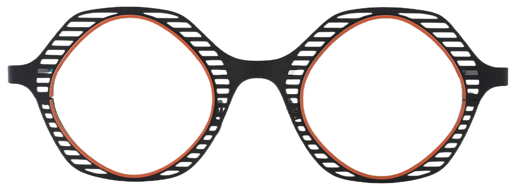 Try on glasses: Round Prescription Glasses 23221 Black Blue