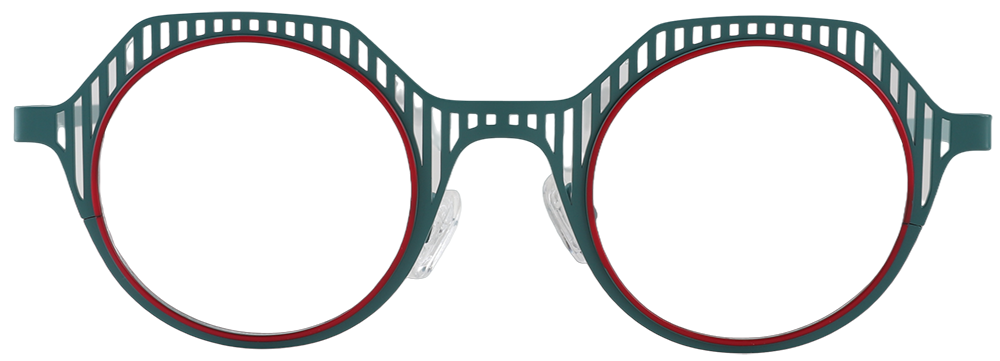 Try on glasses: Round Prescription Glasses 23222 Green Red