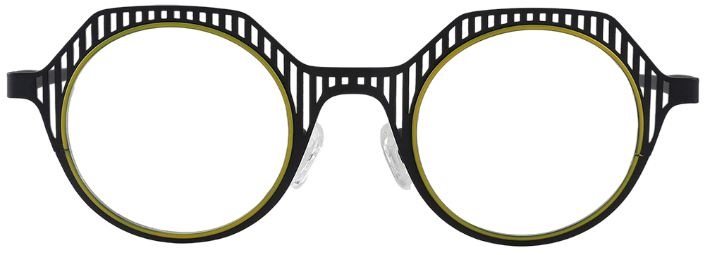 Try on glasses: Round Prescription Glasses 23222 Black Green