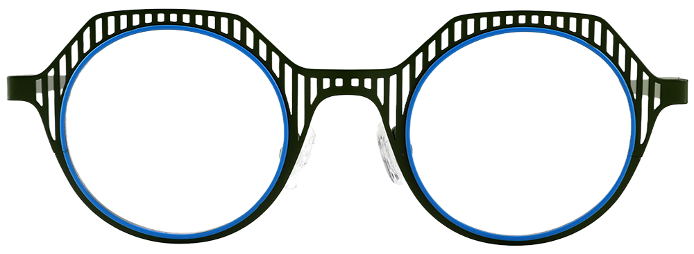 Try on glasses: Round Prescription Glasses 23222 Green Blue