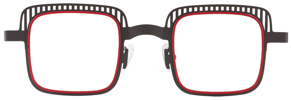 Try on glasses: Square Prescription Glasses 23223 Black Red