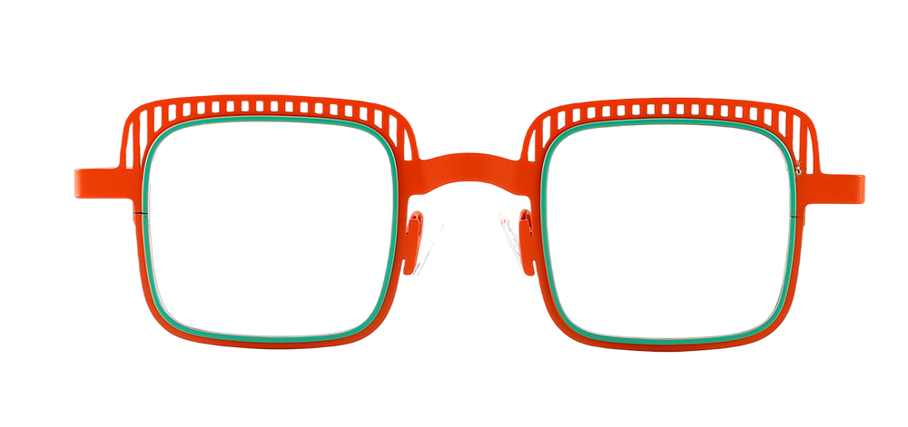 Try on glasses: Square Prescription Glasses 23223 Orange Green