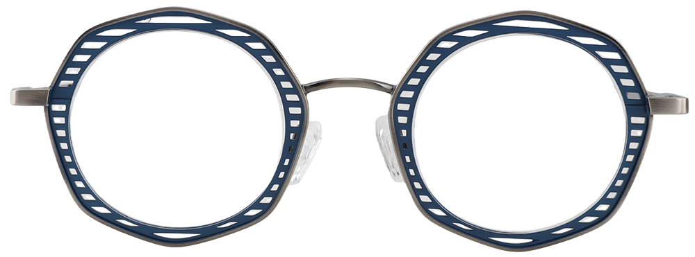 Try on glasses: Round Prescription Glasses 23224 Gray Blue