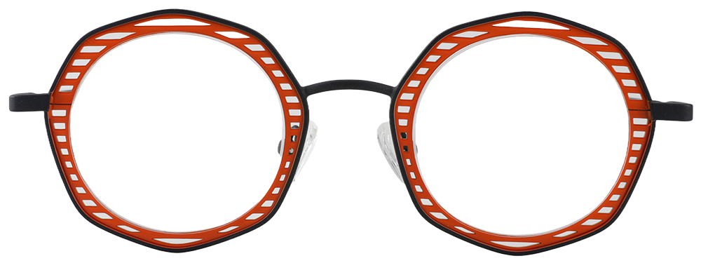 Try on glasses: Round Prescription Glasses 23224 Black Red