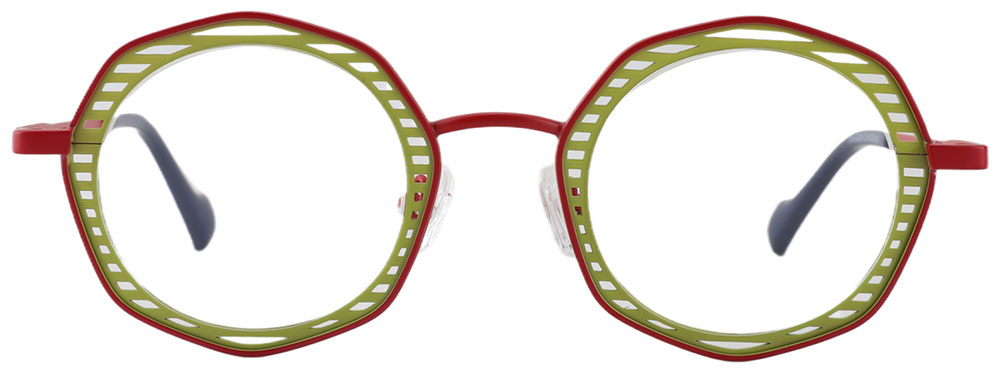 Round Prescription Glasses 23224 Yellow Red