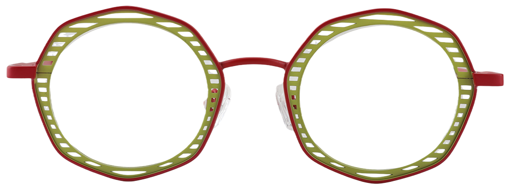 Try on glasses: Round Prescription Glasses 23224 Yellow Red