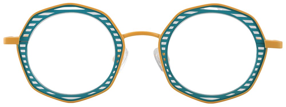 Try on glasses: Round Prescription Glasses 23224 Yellow Green