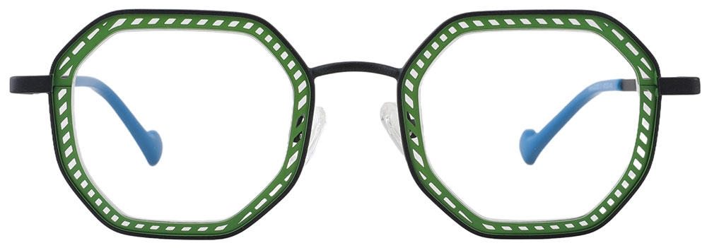 Geometric Prescription Glasses 23225 Black Green from Cheapglasses123.com