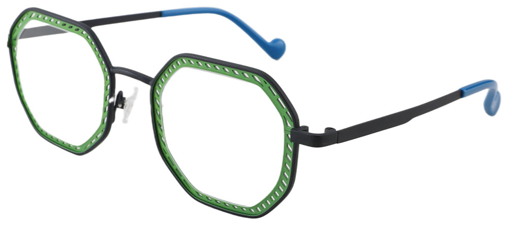 Cheapglasses123.com Geometric Prescription Glasses 23225 Black Green