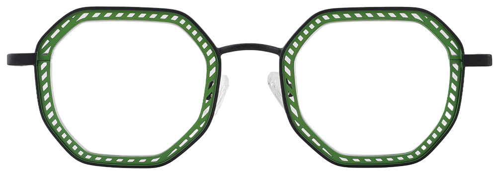 Try on glasses: Geometric Prescription Glasses 23225 Black Green