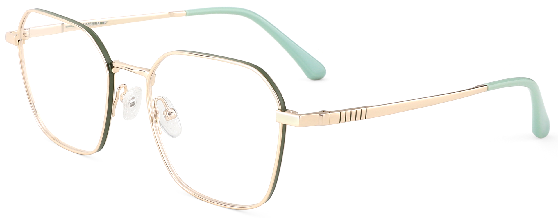 Titanium Prescription Glasses 26040 Gold Green from cheapglasses123.com