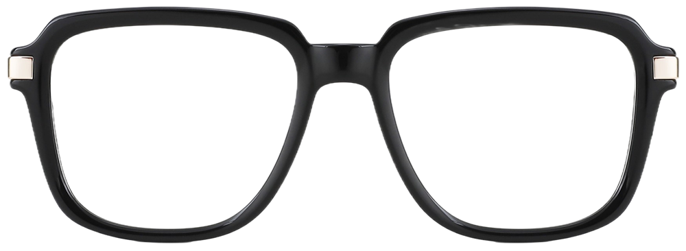Try on glasses: Square Prescription Glasses 35011 Black Gold