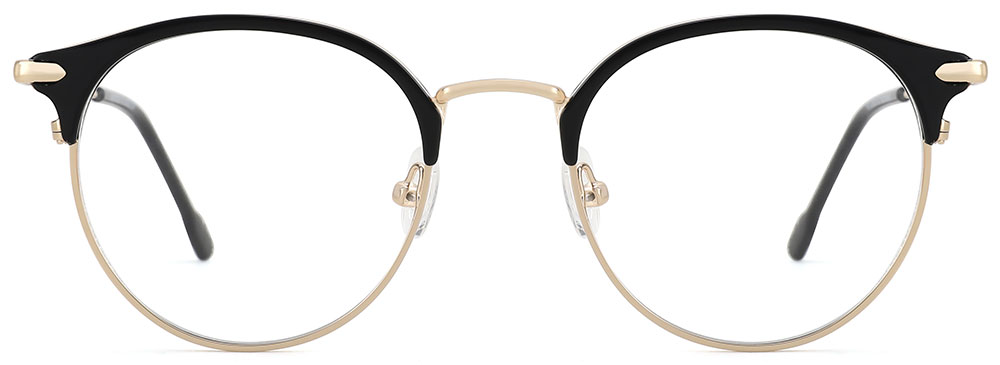  Round Prescription Glasses 35021 Black Gold from Cheapglasses123.com