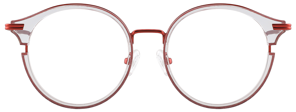 Try on glasses: Round Prescription Glasses 35034 Red Clear