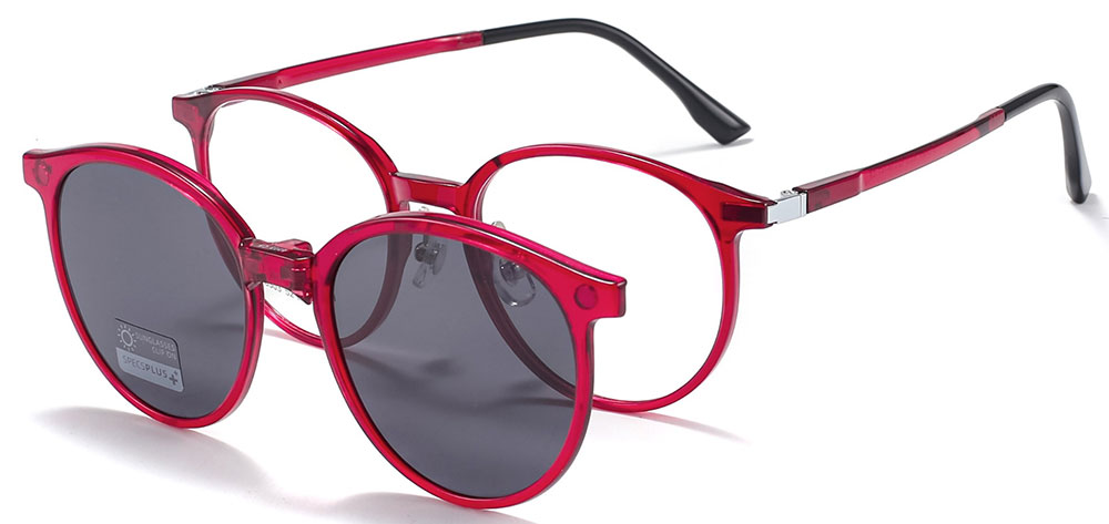 Magnetic Clip-On Sunglasses 8303 Red