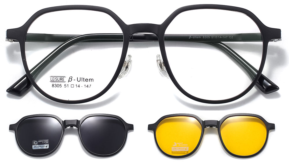 Magnetic Clip-On Sunglasses 8305 Black from Cheapglasses123.com