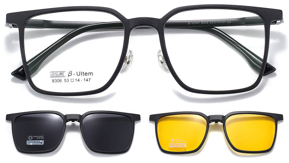 Magnetic Clip-On Sunglasses 8306 Black from Cheapglasses123.com