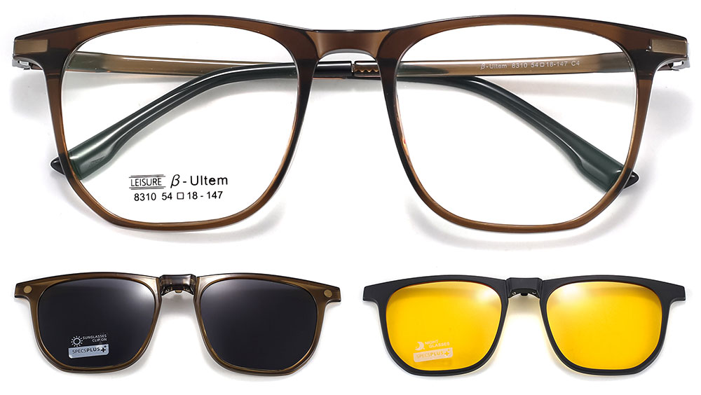 Magnetic Clip-On Sunglasses 8310 Brown from CheapGlasses123.com