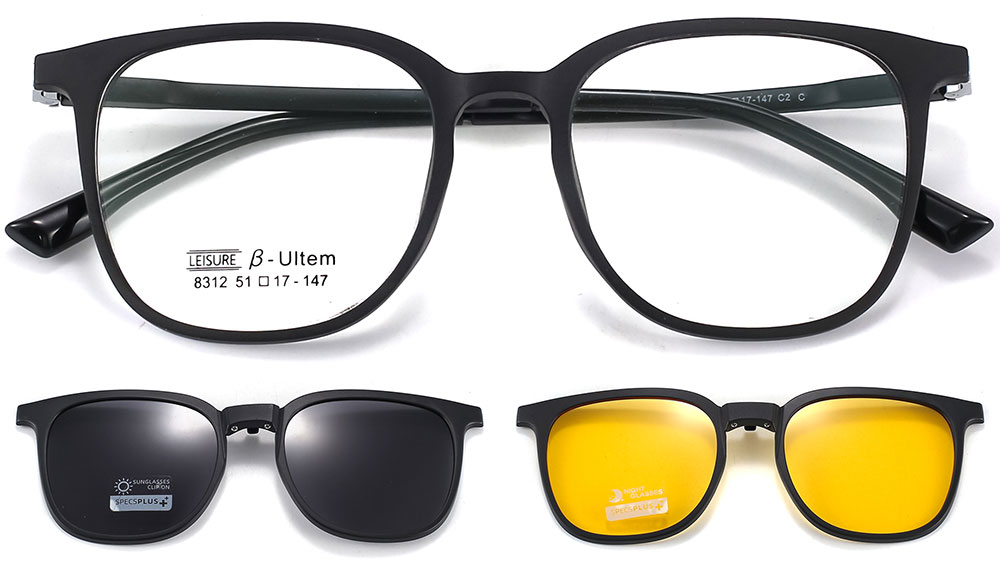 Magnetic Clip-On Sunglasses 8312 Black from Cheapglasses123.com