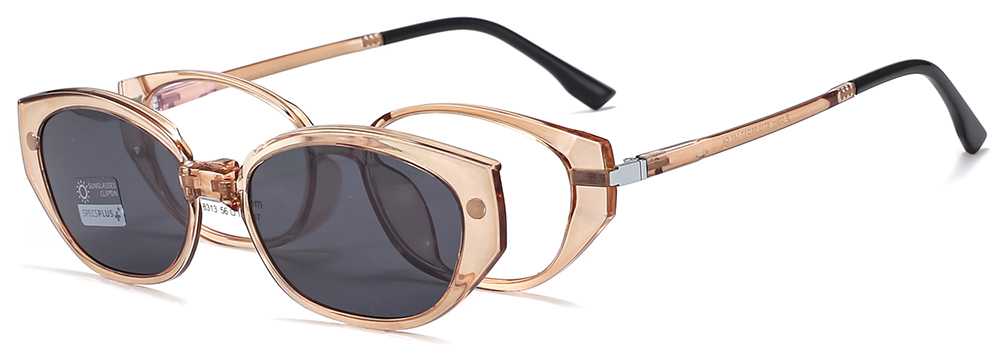 Magnetic Clip-On Sunglasses 8313 Brown Clear