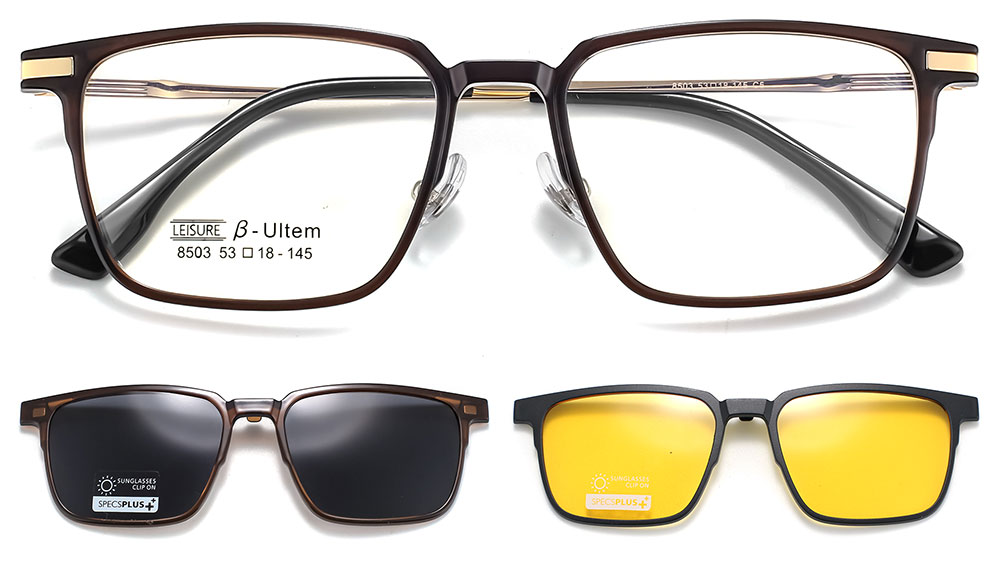 Magnetic Clip-On Sunglasses 8503 Brown from Cheapglasses123.com