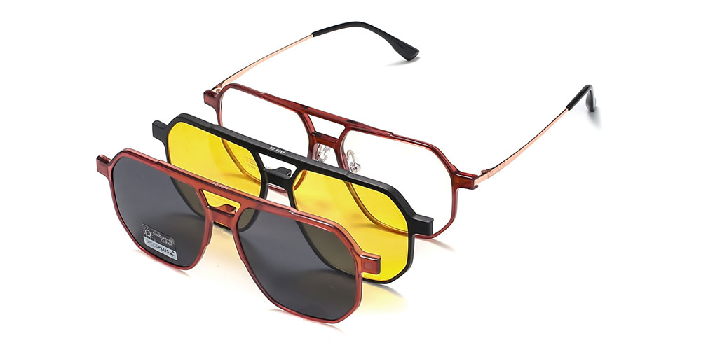 Magnetic Clip-On Sunglasses 8509 Brown