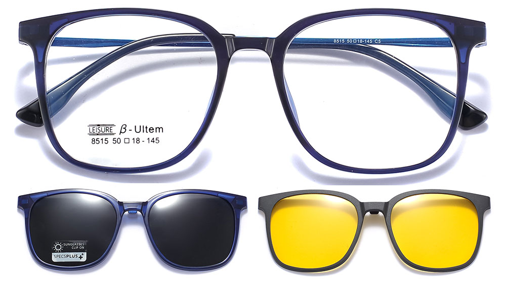 Magnetic Clip-On Sunglasses 8515 Blue from CheapGlasses123.com