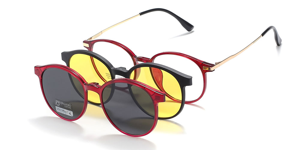 Magnetic Clip-On Sunglasses 8518 Red