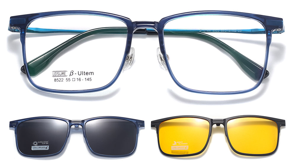 Magnetic Clip-On Sunglasses 8522 Blue from Cheapglasses123.com