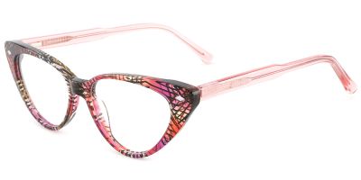 Cat Eye Prescription Glasses 21052 Floral Pink