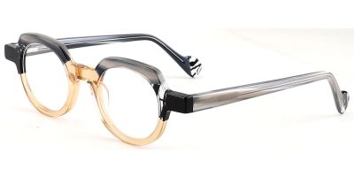 Round Prescription Glasses 21210 Gray Cream