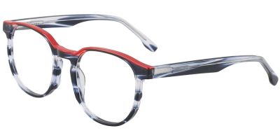 Round Prescription Glasses 21216 Red Gray