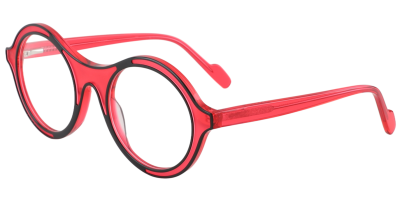 Round Prescription Glasses 21244 Red