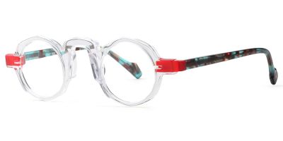  Round Prescription Glasses 21249 White Red